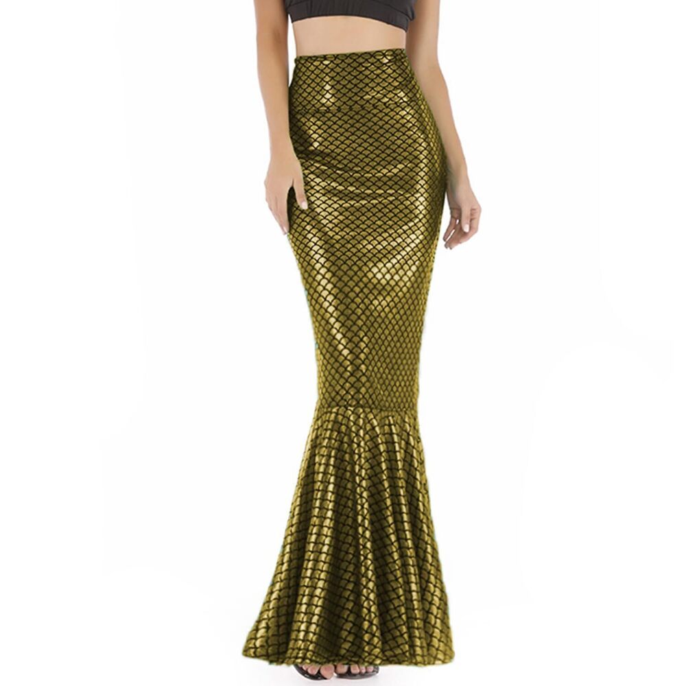 8487 Mermaid Tail Adult Halloween Fish Costume High Waist Metallic Latex
